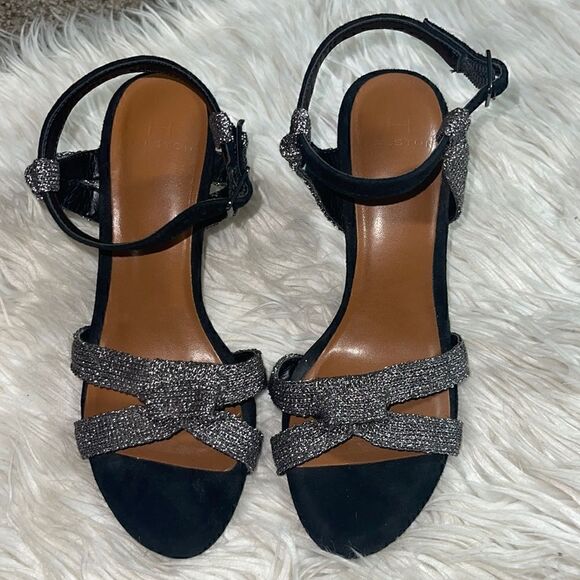 H by Halston Sandals Womens size 6.5 leather Suede  Embellish sling back Mariah - Picture 4 of 8